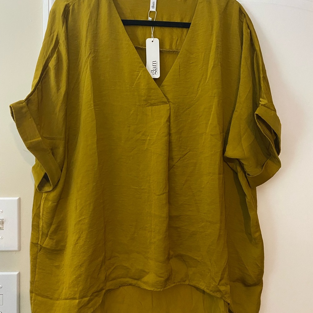 NWT Glam Olive Green Blouse